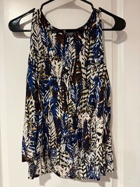 Sparkle & Fade Sleeveless Printed Skirt in Blue, Brown & White